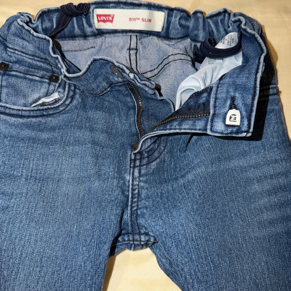Levis 511 Slim Boys Jeans Size 10 Regular Blue Medium Wash Adjustable Waist